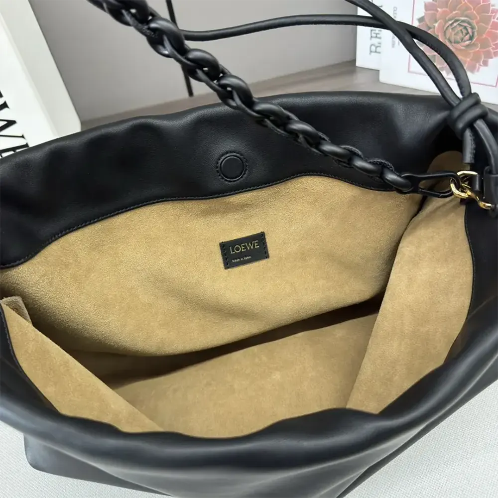 Loewe Unisex Large Flamenco Purse in Mellow Nappa Lambskin-Black - image 9