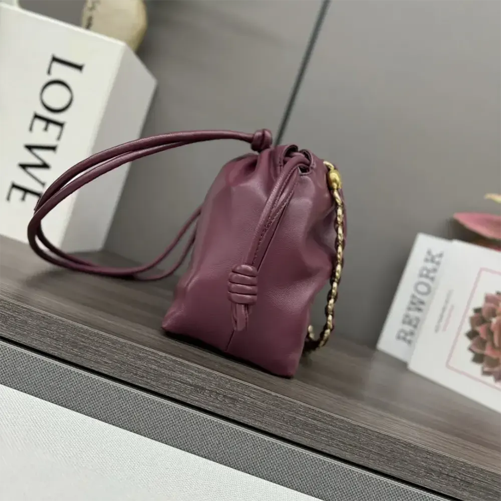 Loewe Unisex Medium Flamenco Purse in Mellow Nappa Lambskin-Dark Burgundy - image 4