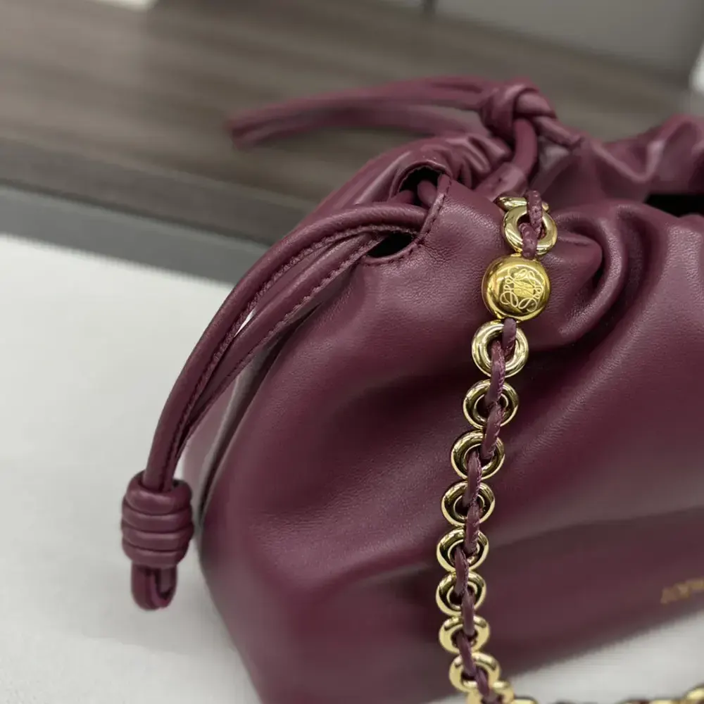 Loewe Unisex Medium Flamenco Purse in Mellow Nappa Lambskin-Dark Burgundy - image 5