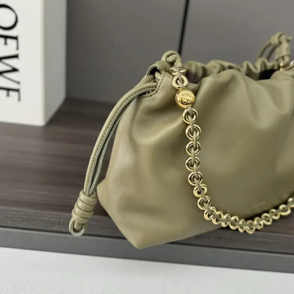 Loewe Unisex Medium Flamenco Purse in Mellow Nappa Lambskin-Eucalyptus Green - image 7