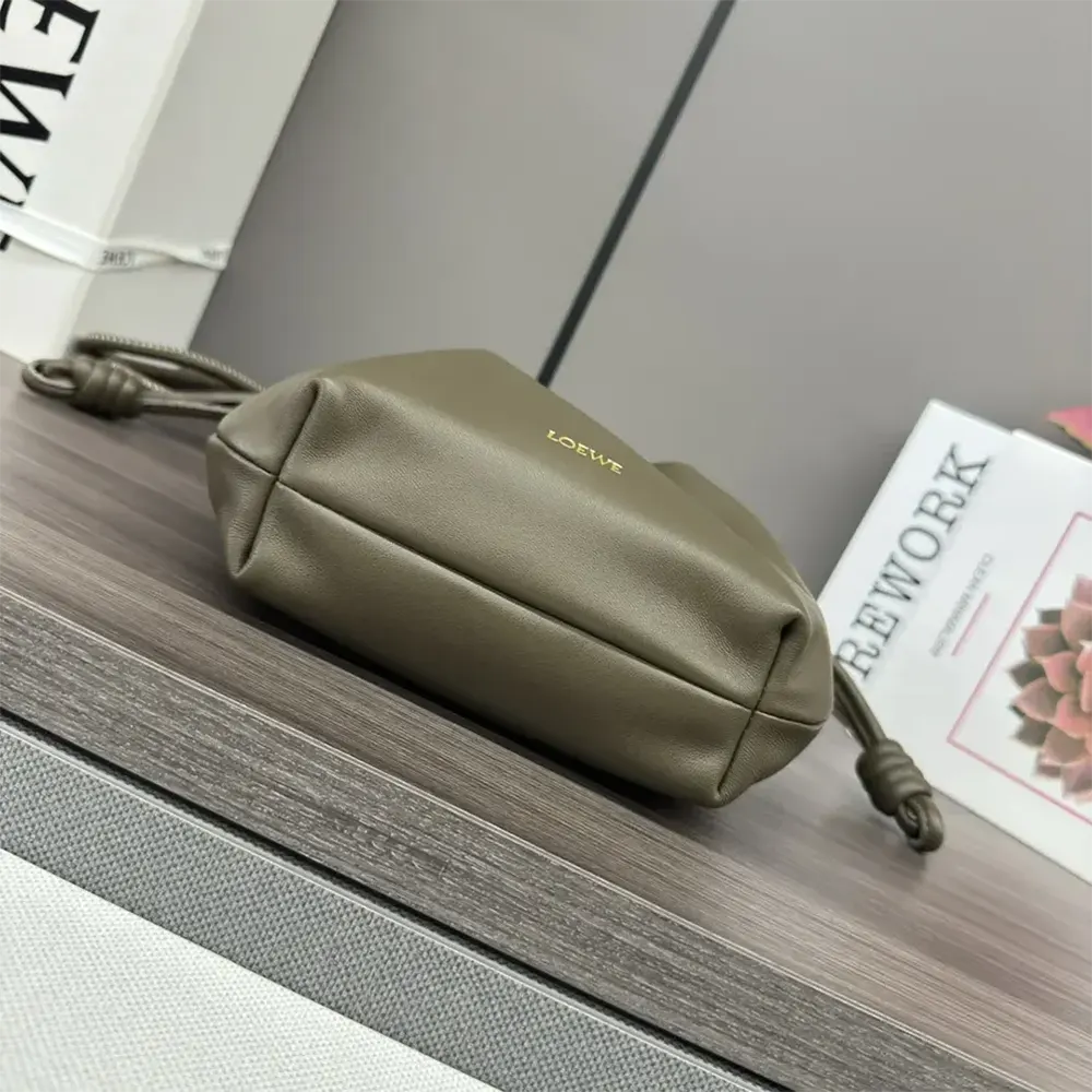 Loewe Unisex Mini Flamenco Purse Bag in Mellow Nappa Lambskin-Dark Khaki Green - image 5
