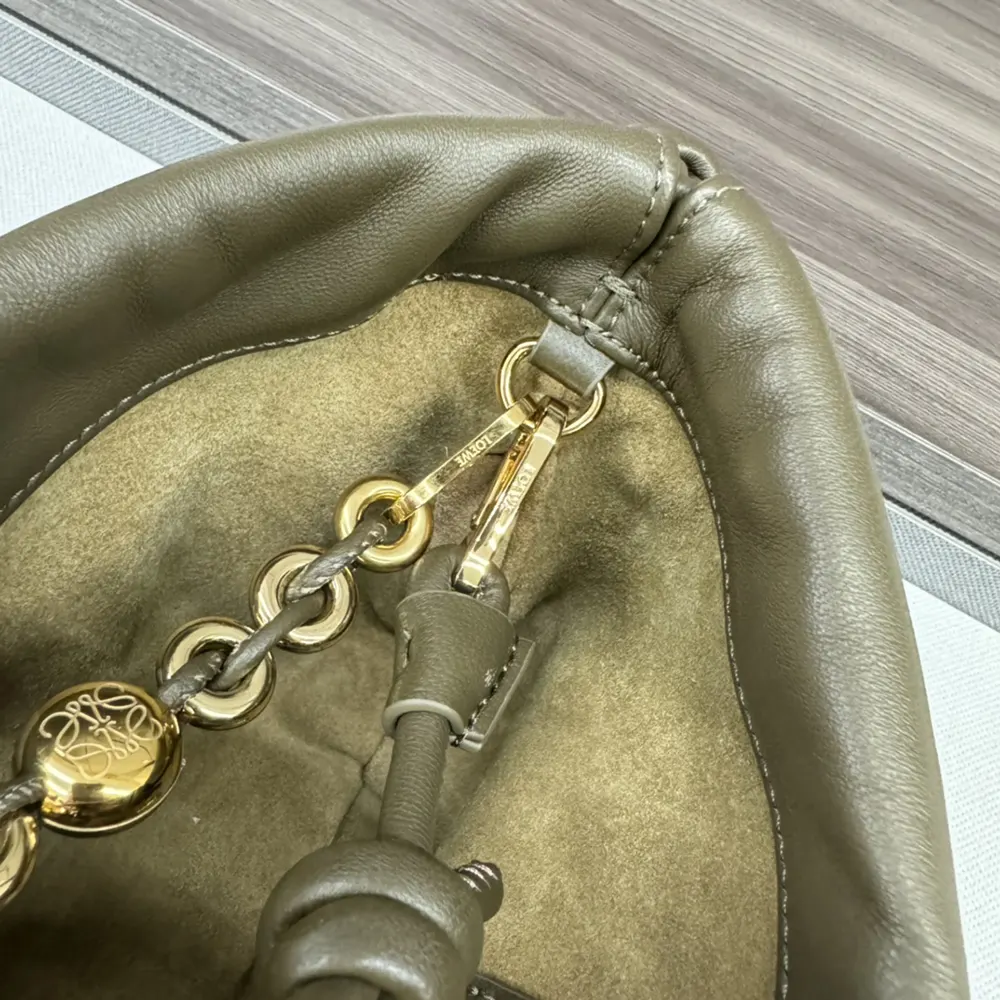 Loewe Unisex Mini Flamenco Purse Bag in Mellow Nappa Lambskin-Dark Khaki Green - image 8