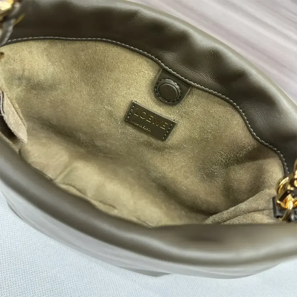 Loewe Unisex Mini Flamenco Purse Bag in Mellow Nappa Lambskin-Dark Khaki Green - image 7