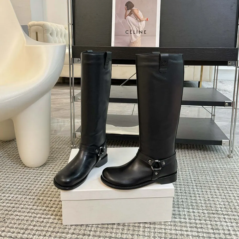 Loewe Women Campo Biker High Boot in Soft Calfskin-Black - image 4
