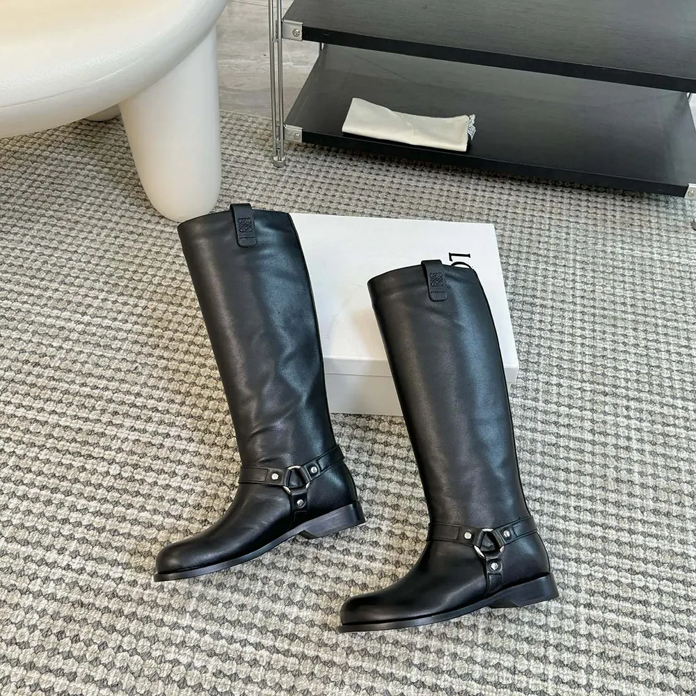 Loewe Women Campo Biker High Boot in Soft Calfskin-Black - image 6