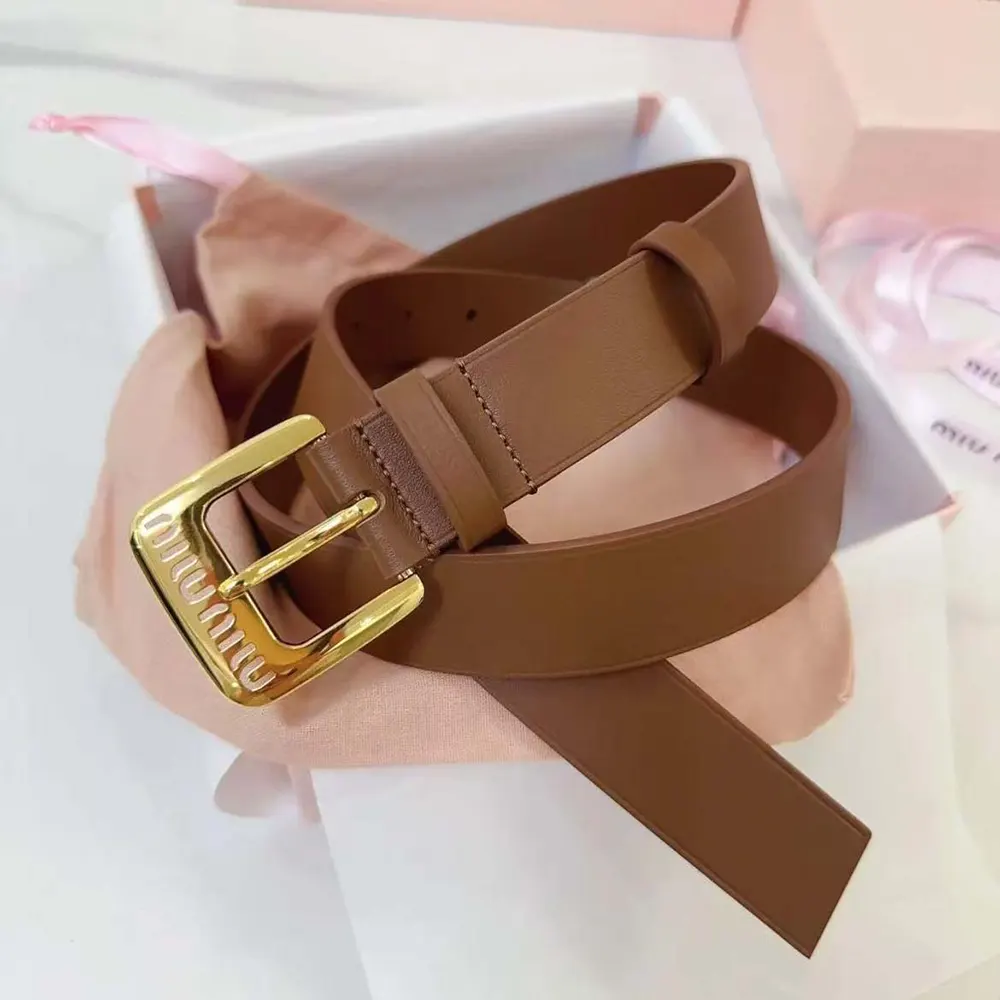 Side angle showing slim silhouette of Miu Miu Women Nappa Leather Belt