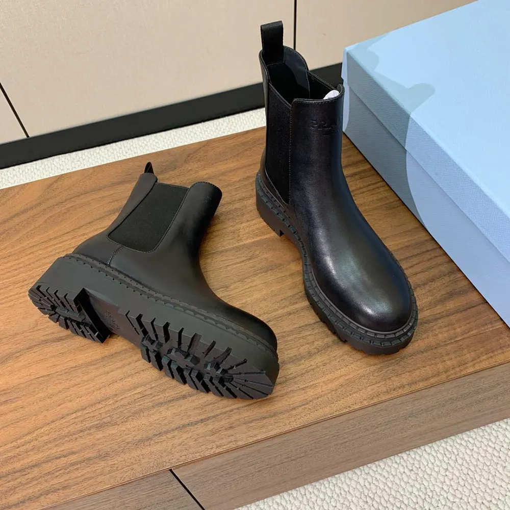 Prada Men Leather Chelsea Boots-Black - image 4