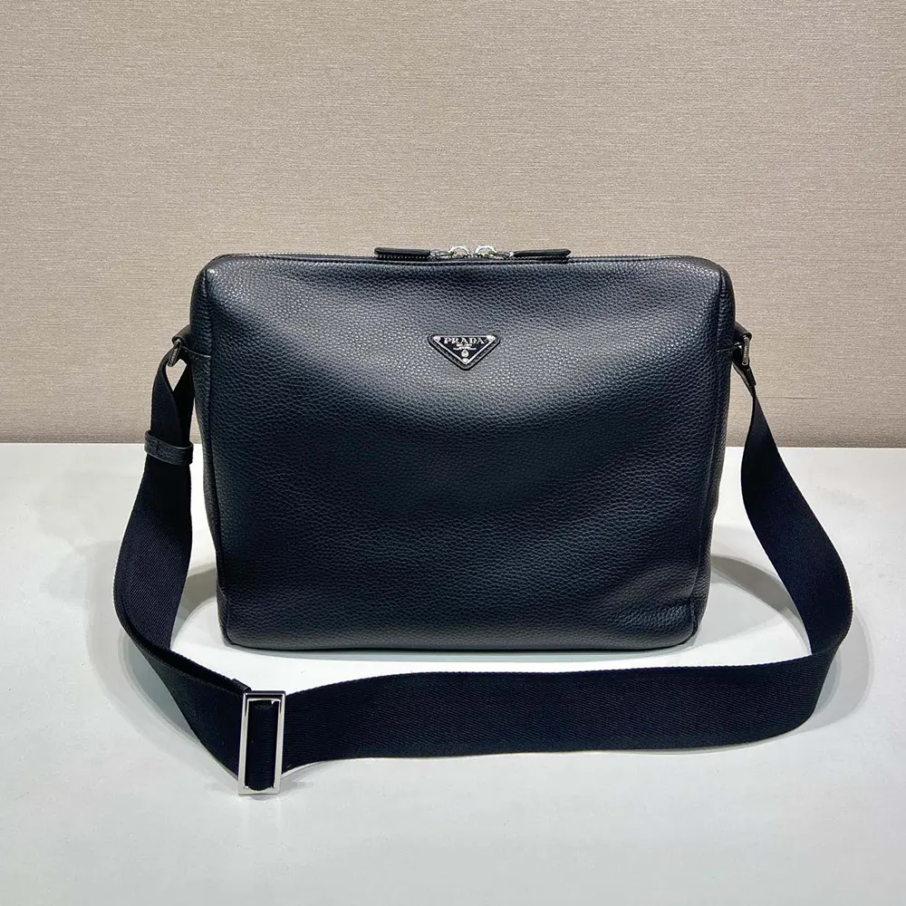 Prada Men Leather Shoulder Bag-Black - image 4