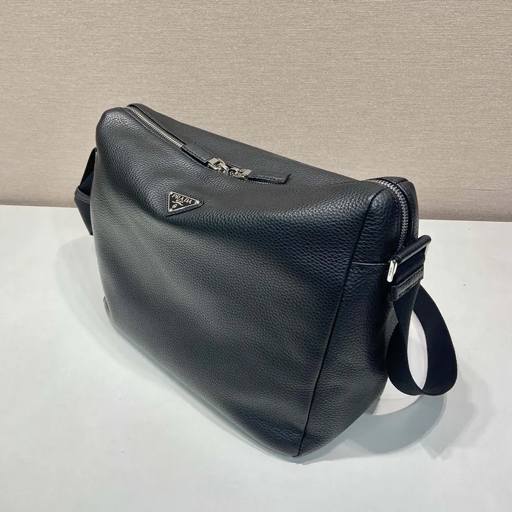 Prada Men Leather Shoulder Bag-Black - image 6