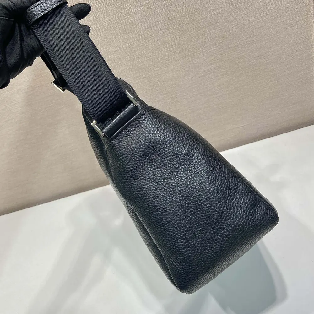 Prada Men Leather Shoulder Bag-Black - image 7
