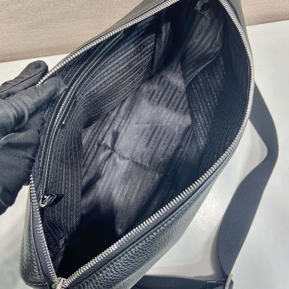 Prada Men Leather Shoulder Bag-Black - image 8