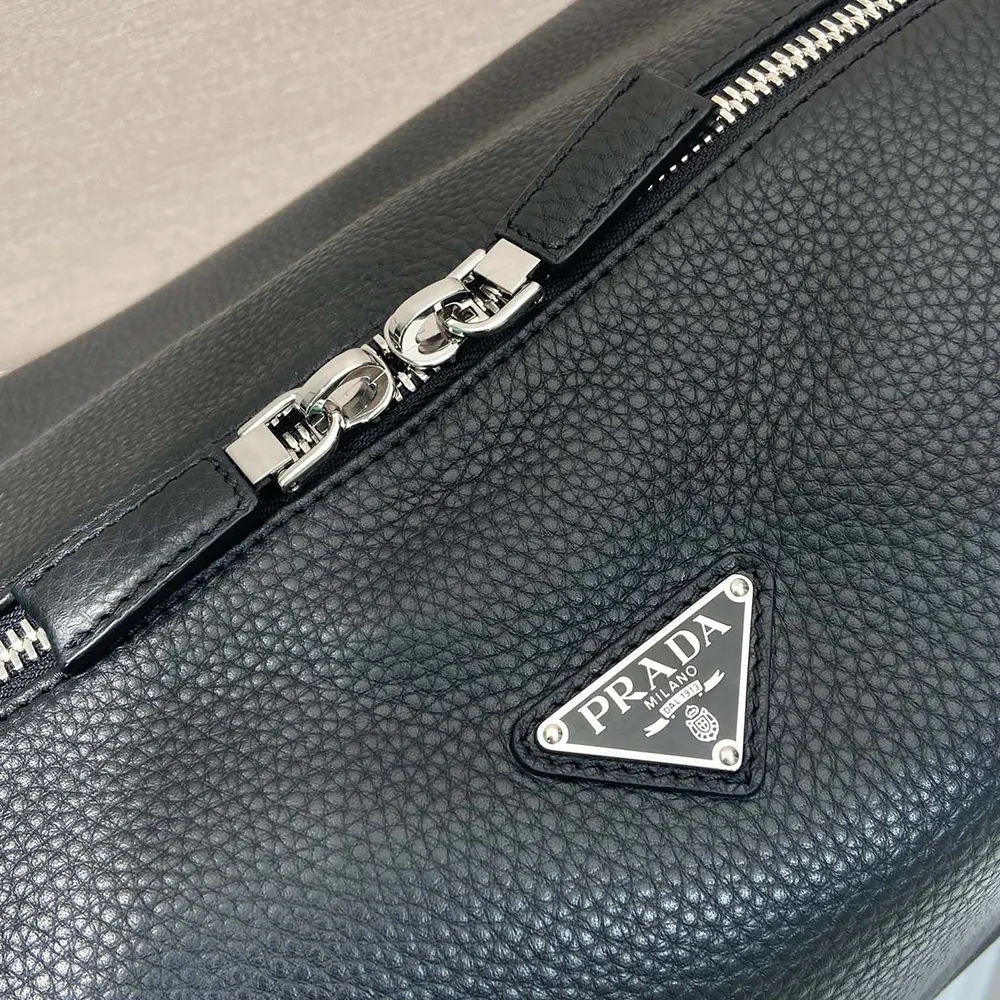 Prada Men Leather Shoulder Bag-Black - image 8