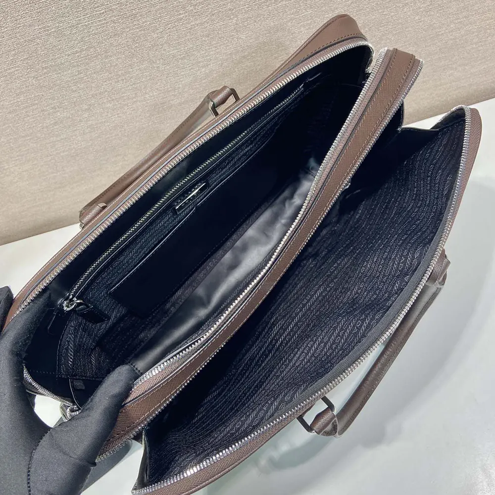 Prada Men Saffiano Leather Briefcase - image 9