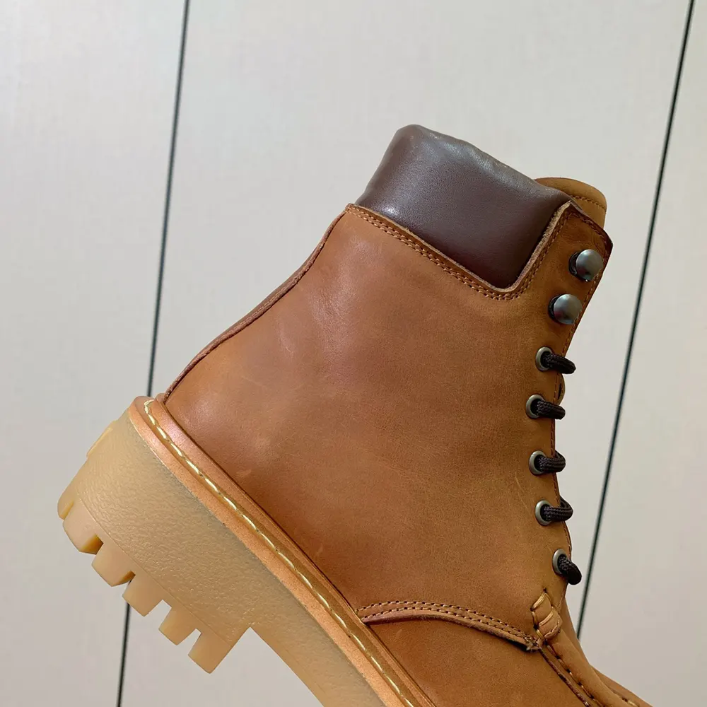 Prada Unisex Leather Lace-up Boots-Brown - image 7