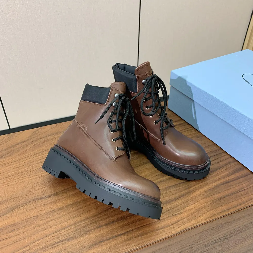 Prada Unisex Leather and Re-Nylon booties-Cognac - image 5