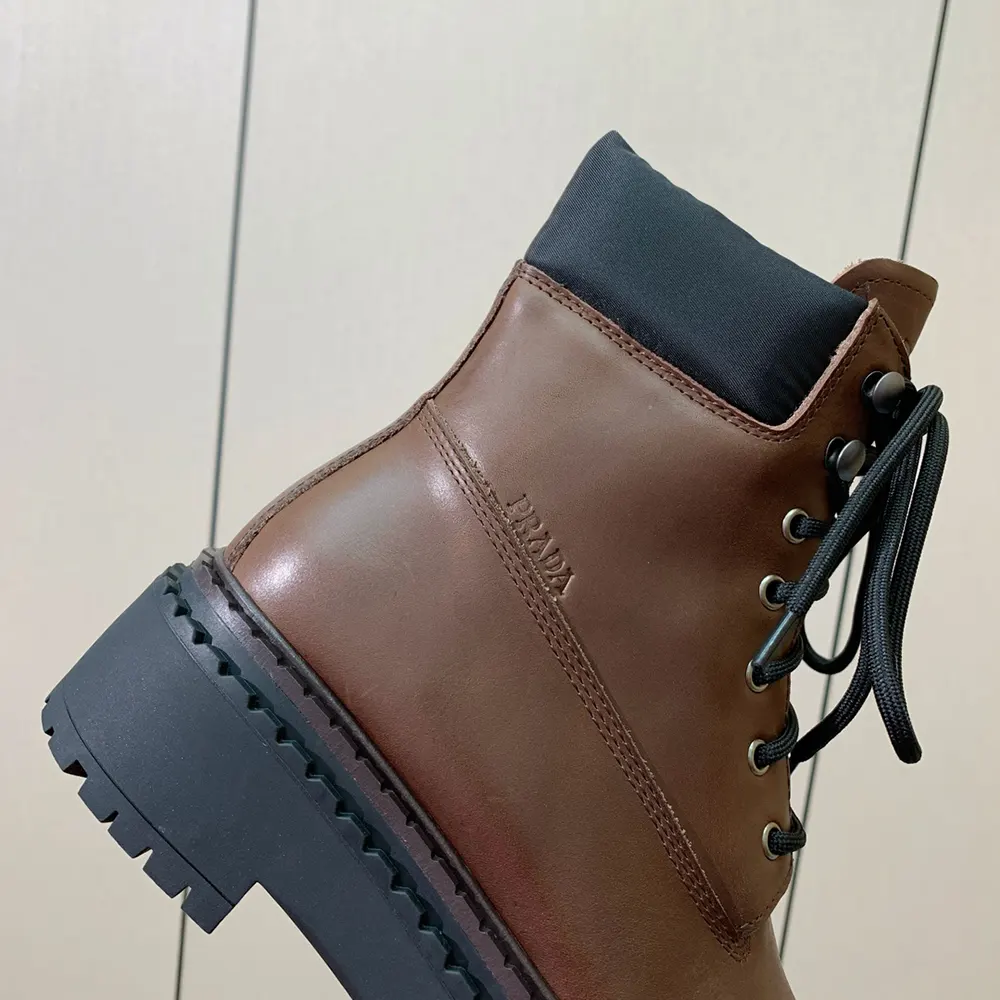 Prada Unisex Leather and Re-Nylon booties-Cognac - image 7