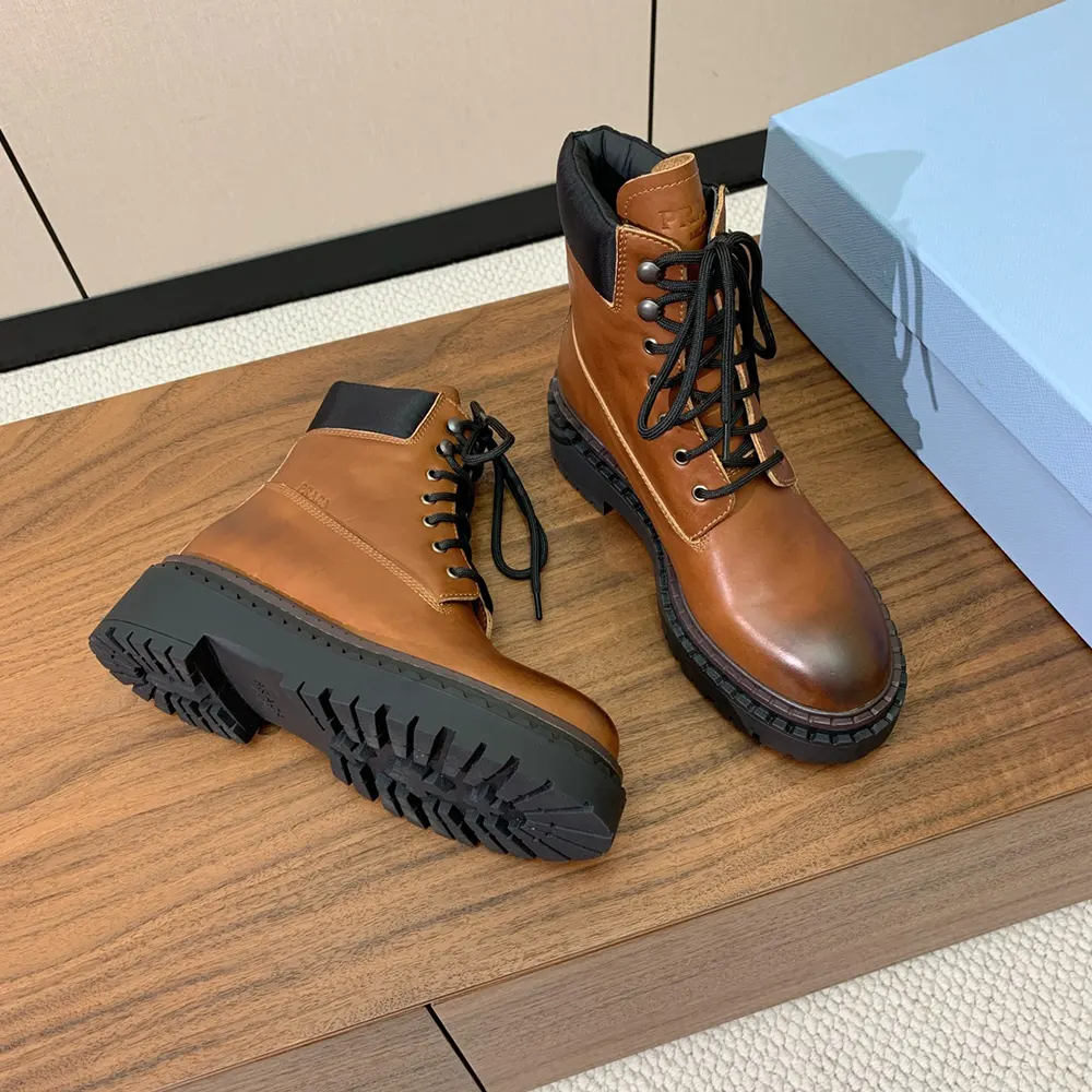 Prada Unisex Leather and Re-Nylon booties-Ebony - image 4