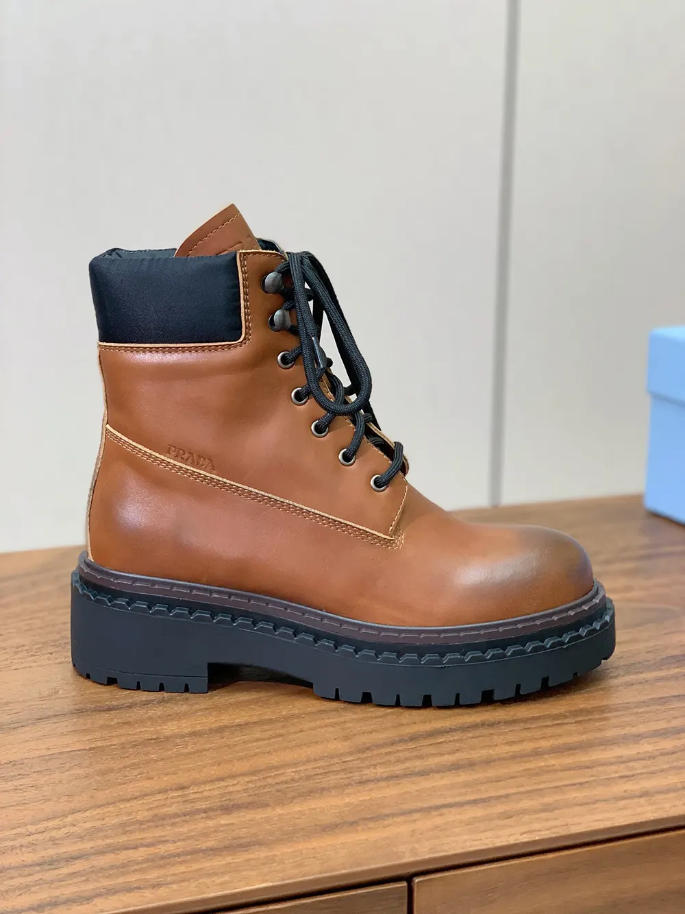 Prada Unisex Leather and Re-Nylon booties-Ebony - image 7