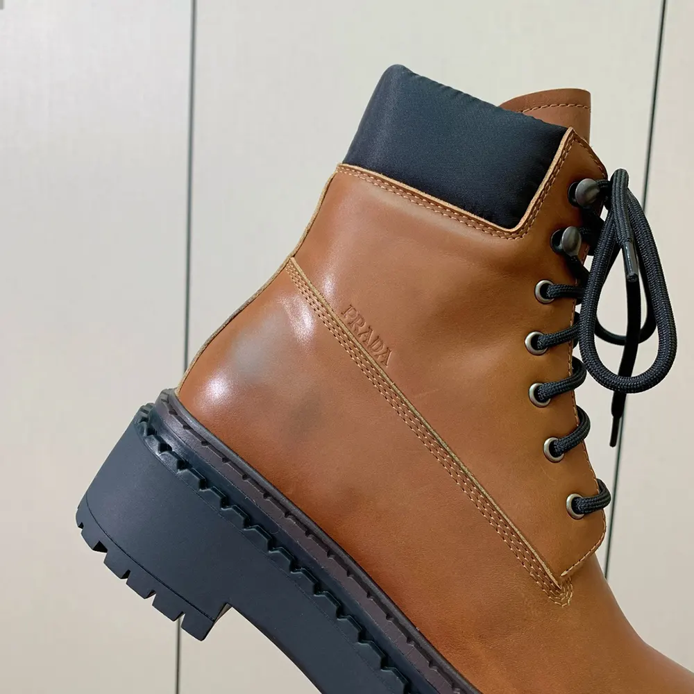 Prada Unisex Leather and Re-Nylon booties-Ebony - image 9