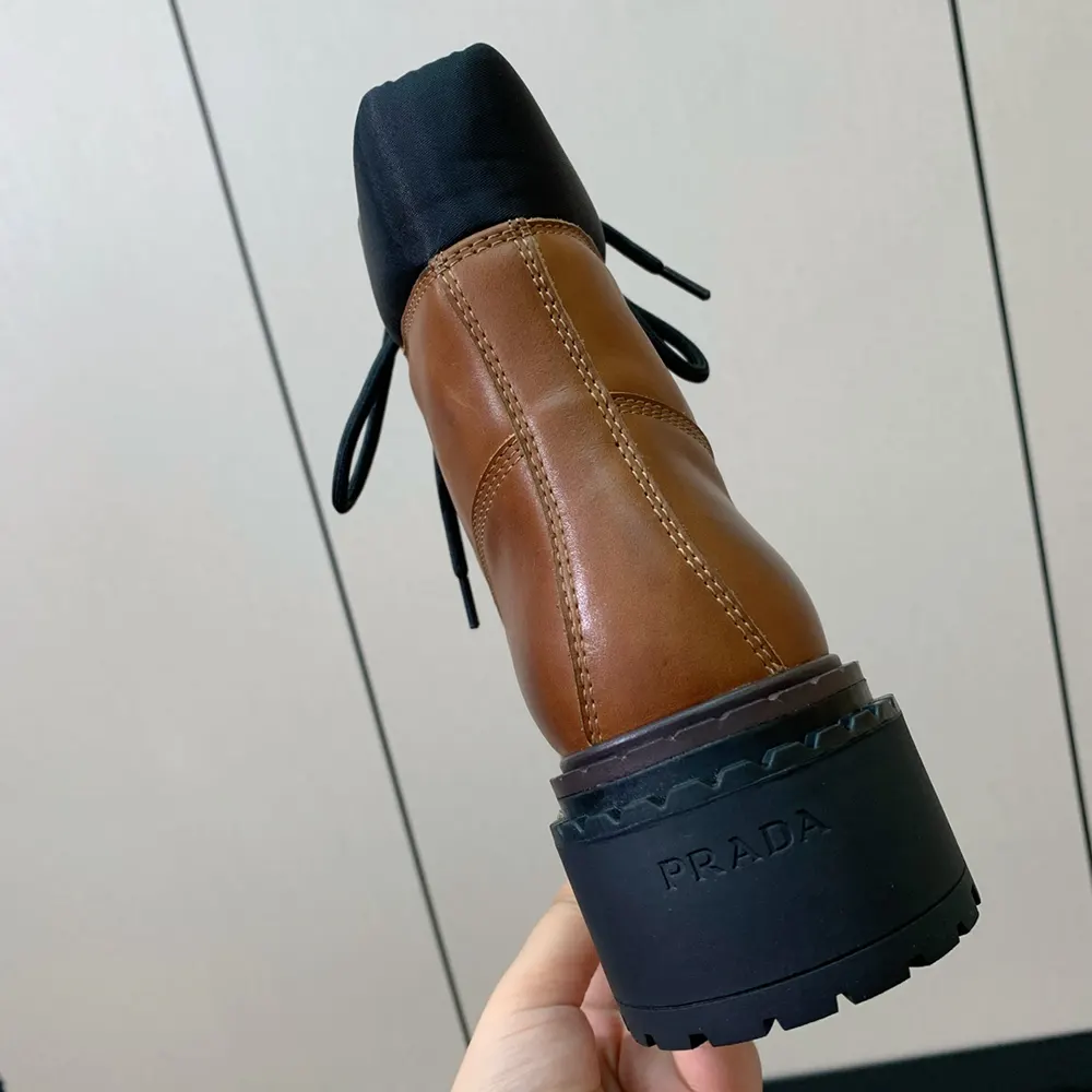 Prada Unisex Leather and Re-Nylon booties-Ebony - image 8