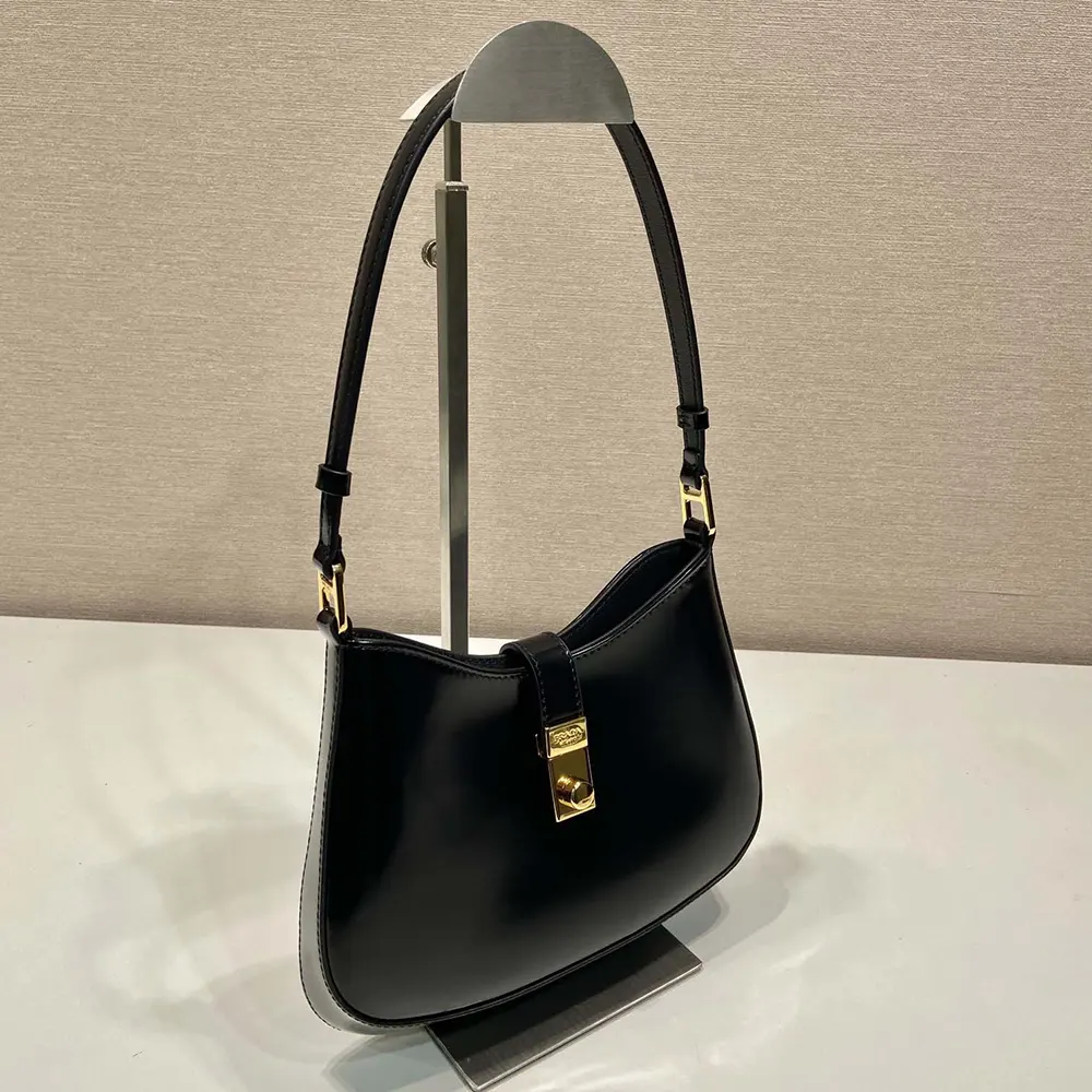 Prada Women Cleo Brushed Leather Shoulder Bag with Clasp Closure - image 4