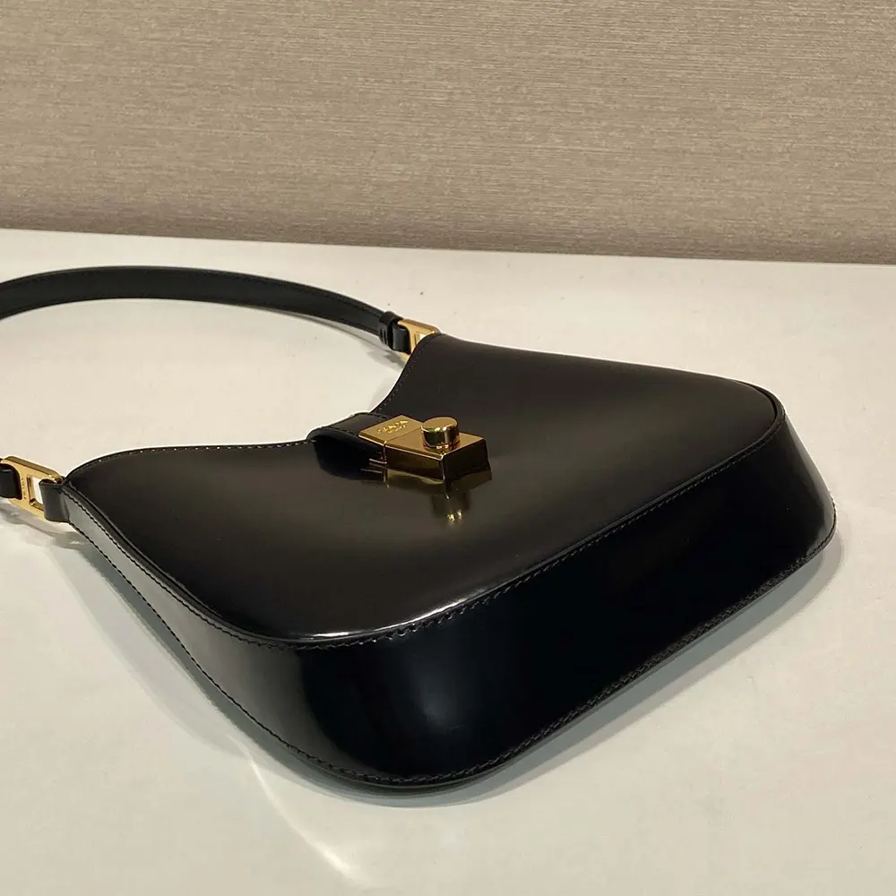 Prada Women Cleo Brushed Leather Shoulder Bag with Clasp Closure - image 7