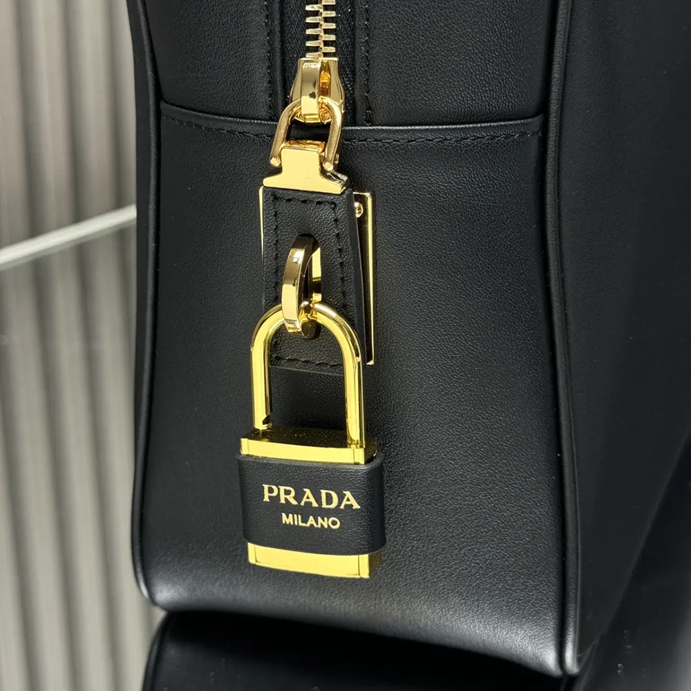Prada Women Large Re-Nylon and Leather Top-handle Bag with Padlock - image 6