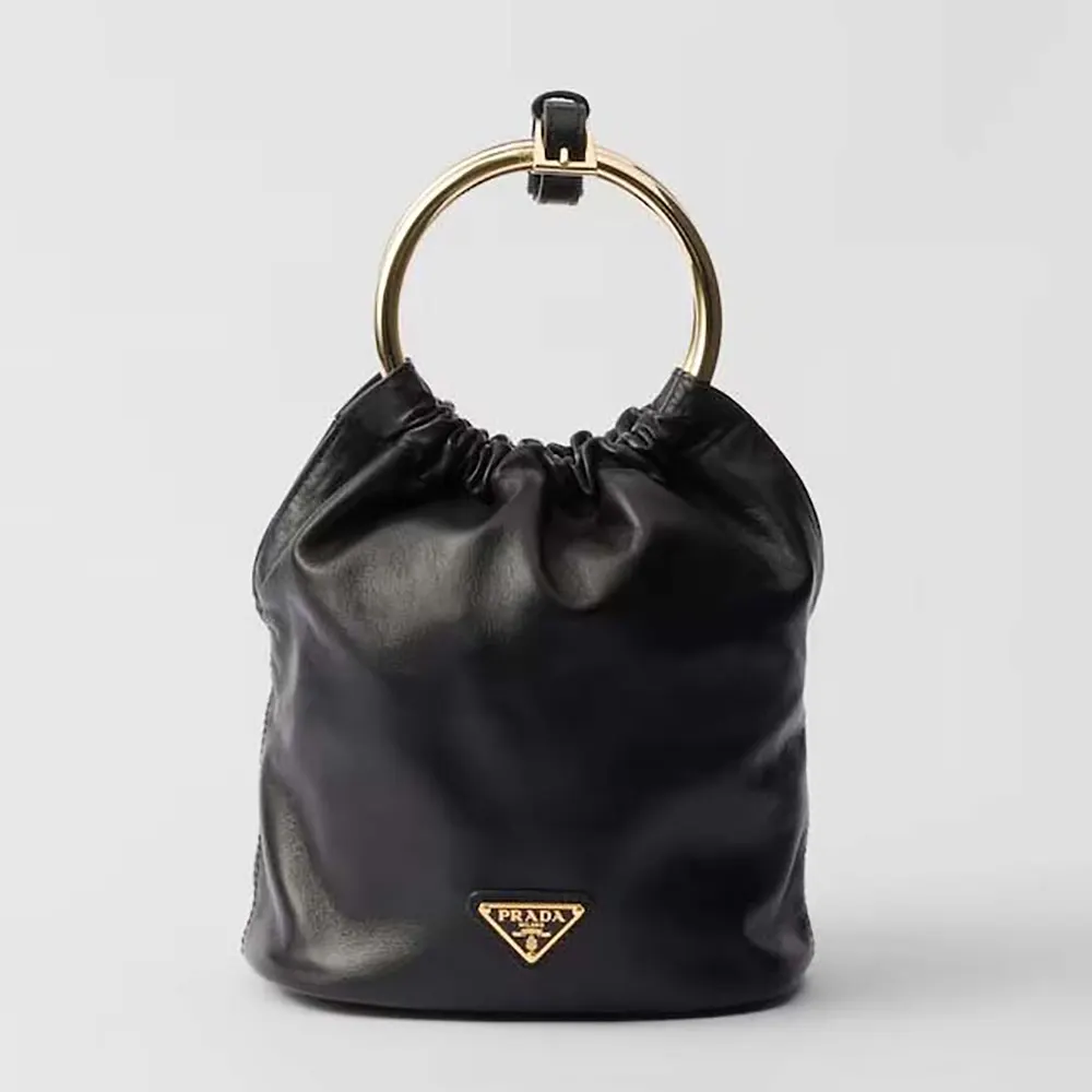 Front view of Prada Women Nappa Leather Mini Bag in black