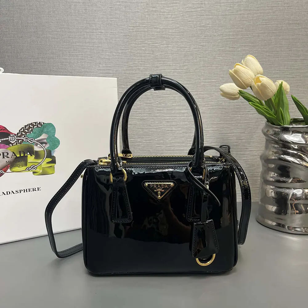 Close-up of gold-tone hardware on Prada Women Prada Galleria Mini Bag