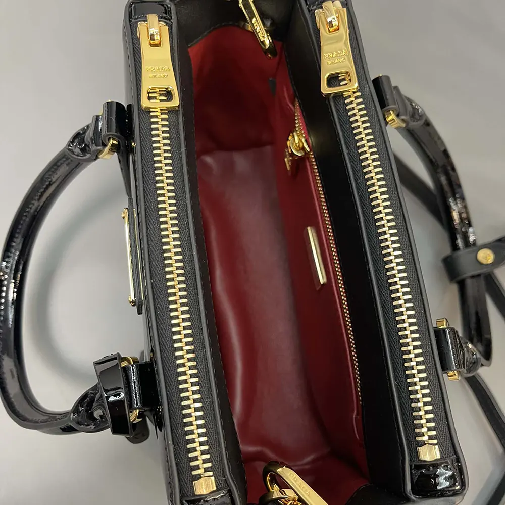 Prada Women Prada Galleria Patent Leather Mini Bag-Black - image 9