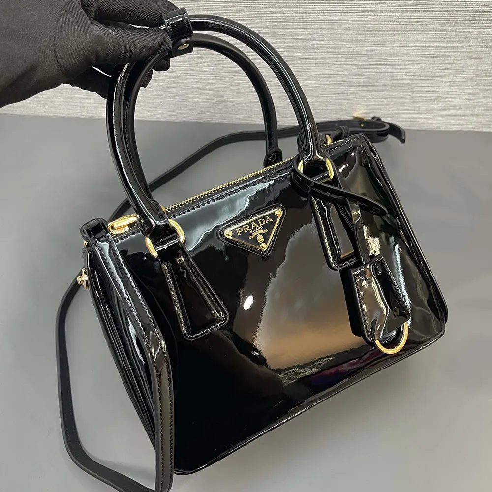 Prada Women Prada Galleria Patent Leather Mini Bag-Black - image 5