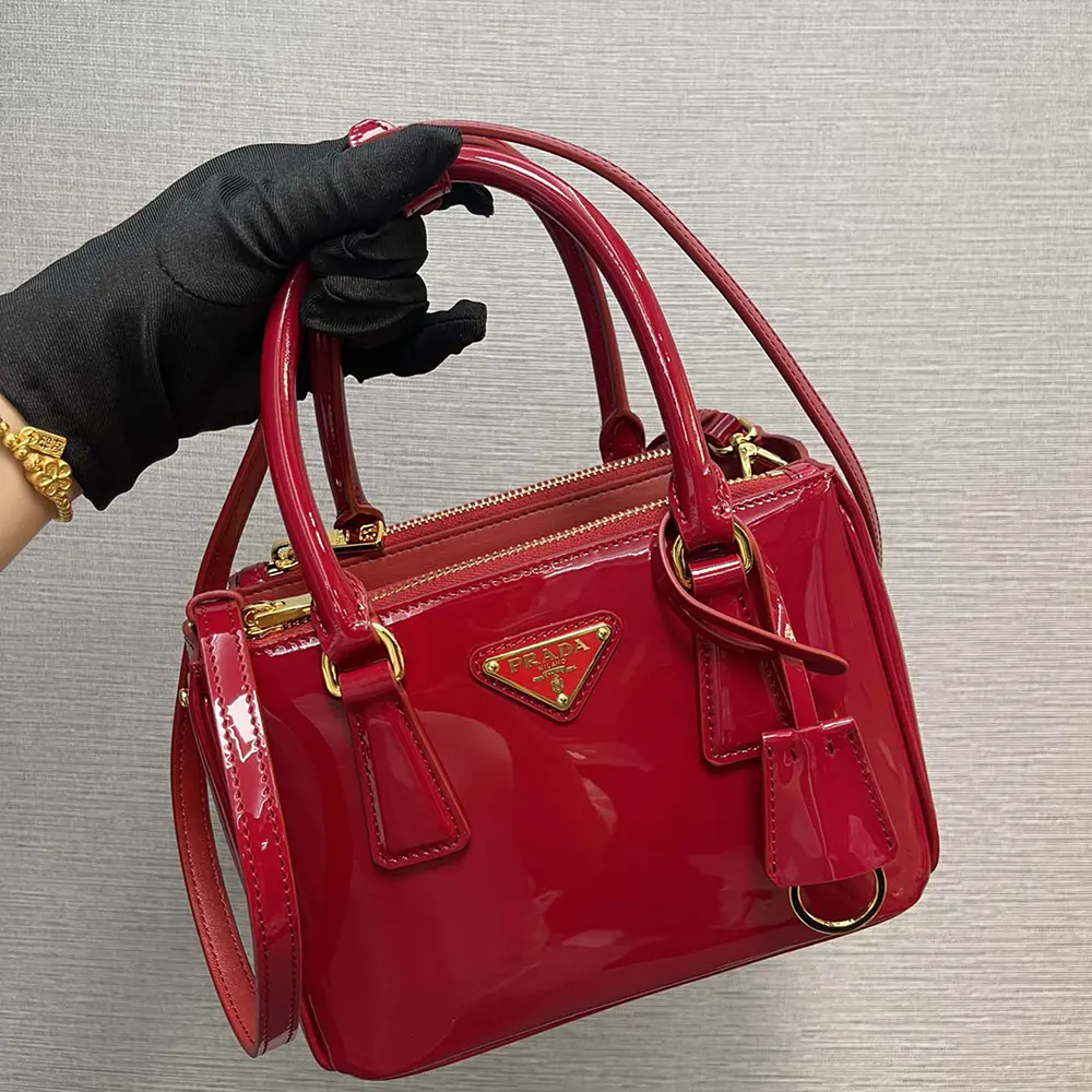 Prada Women Prada Galleria Patent Leather Mini Bag-Red - image 4