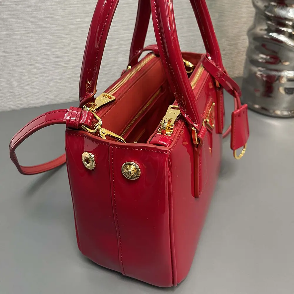 Prada Women Prada Galleria Patent Leather Mini Bag-Red - image 7