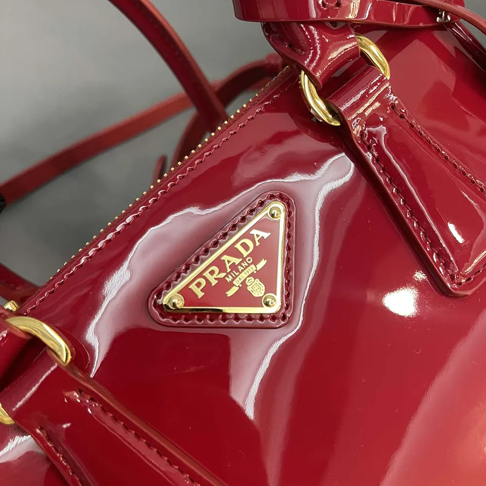 Prada Women Prada Galleria Patent Leather Mini Bag-Red - image 9