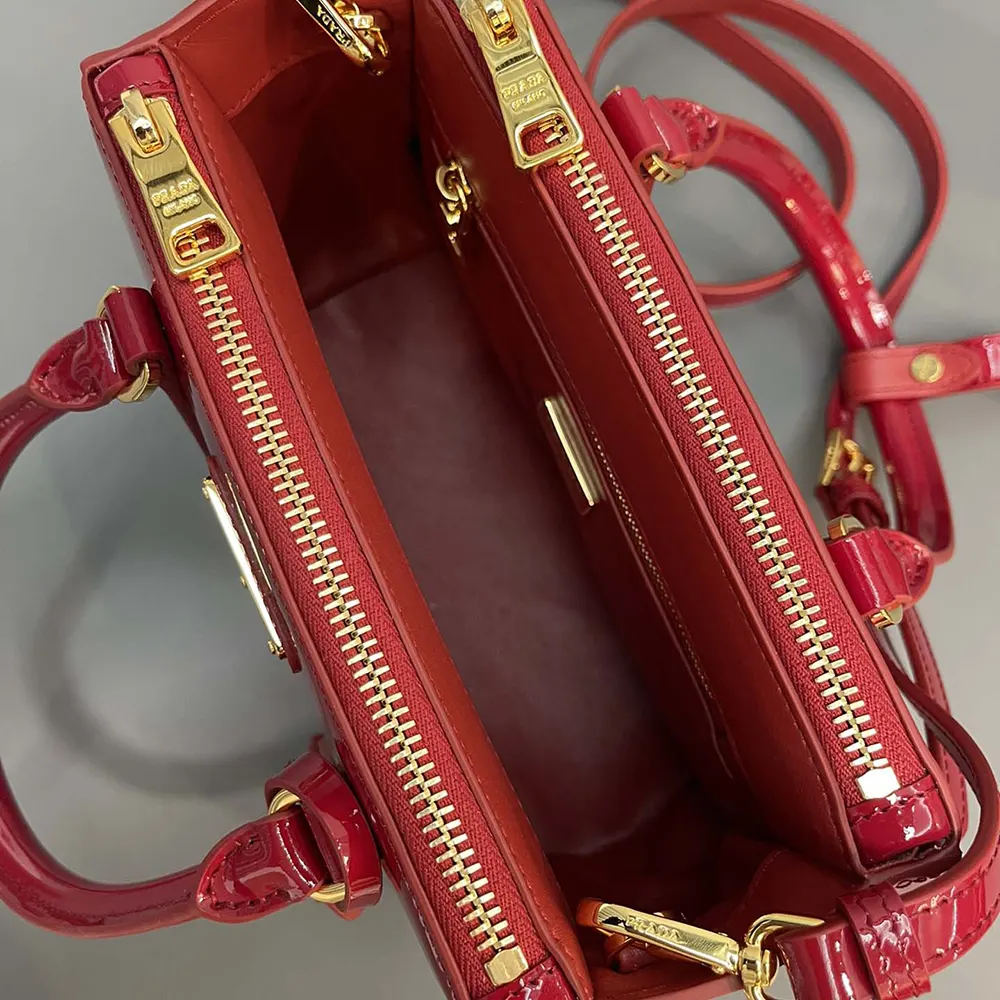 Prada Women Prada Galleria Patent Leather Mini Bag-Red - image 8
