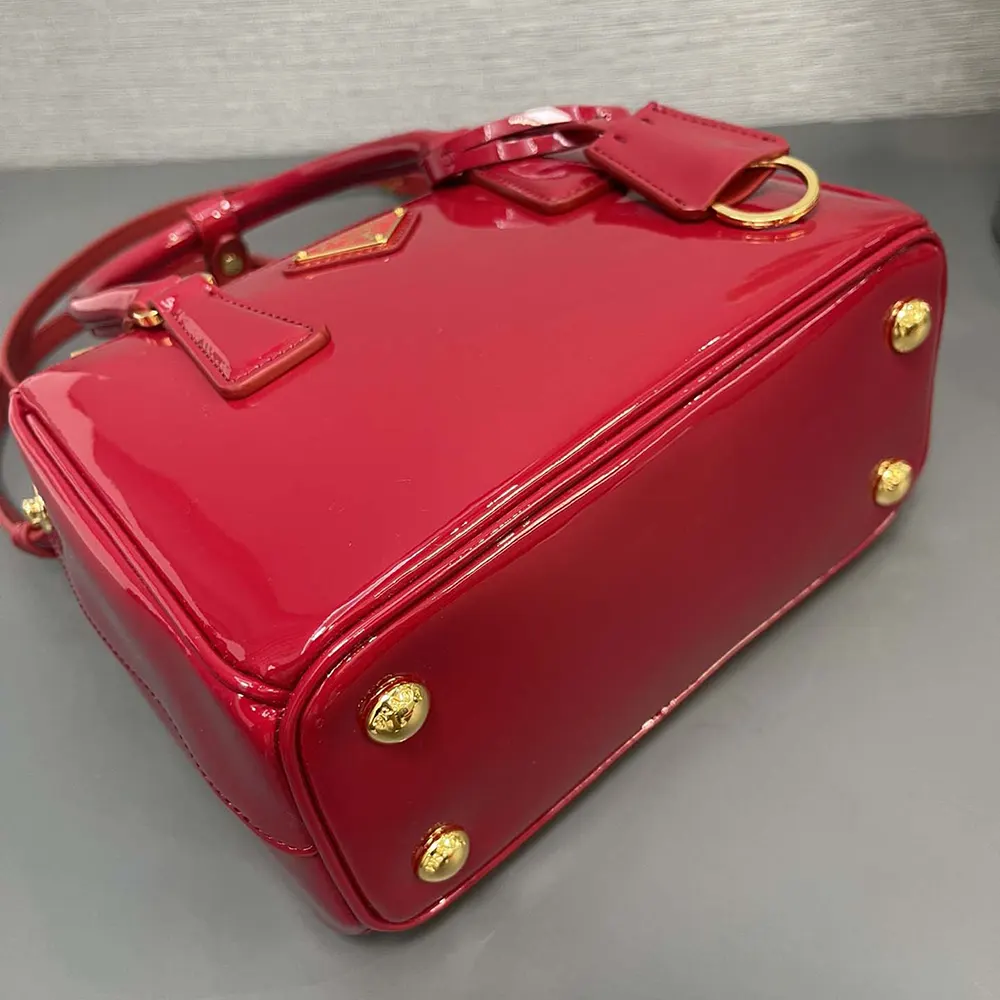 Prada Women Prada Galleria Patent Leather Mini Bag-Red - image 6