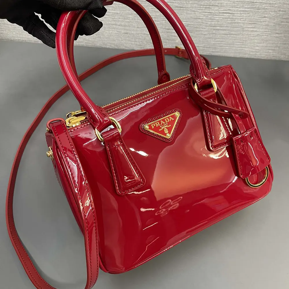 Prada Women Prada Galleria Patent Leather Mini Bag-Red - image 5