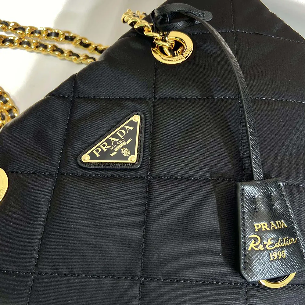 Prada Women Prada Re-Edition 1995 Chaîne Medium Re-Nylon Tote Bag-Black - image 9