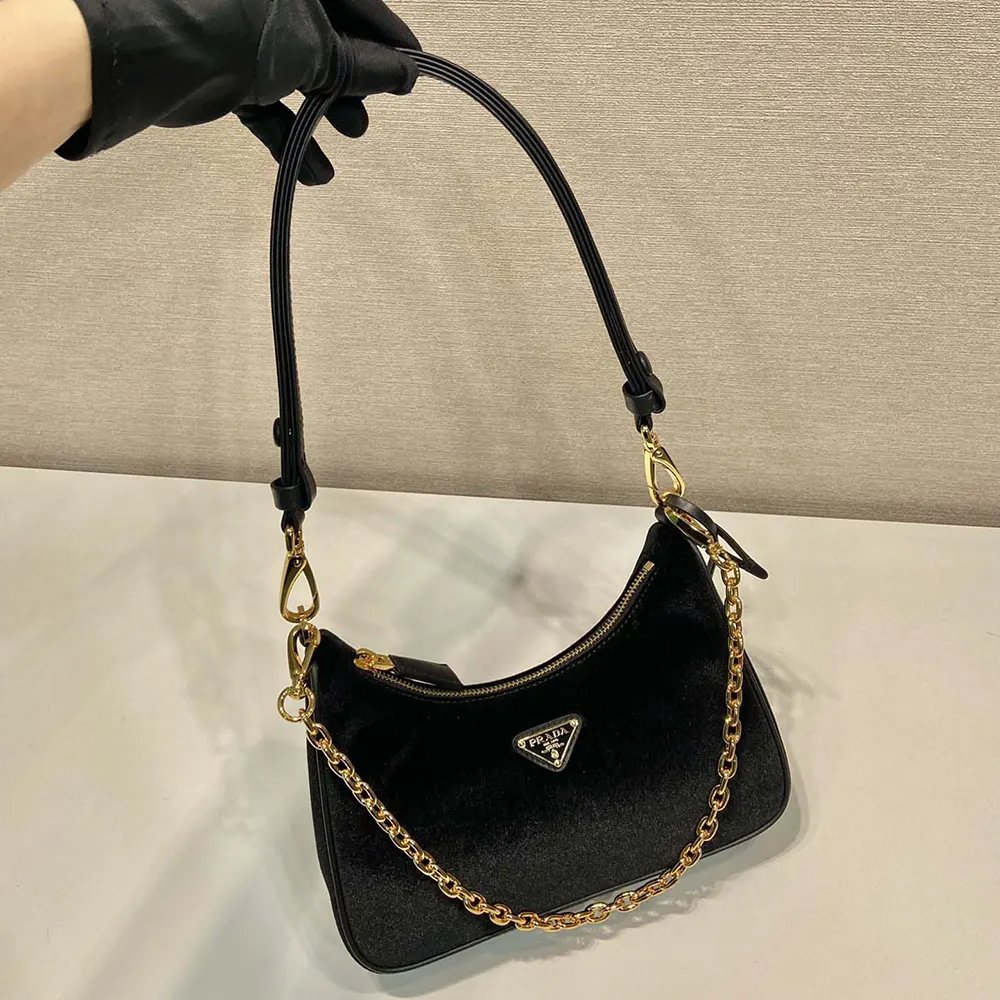 Prada Women Re-Edition Velvet Mini-bag-Black - image 4