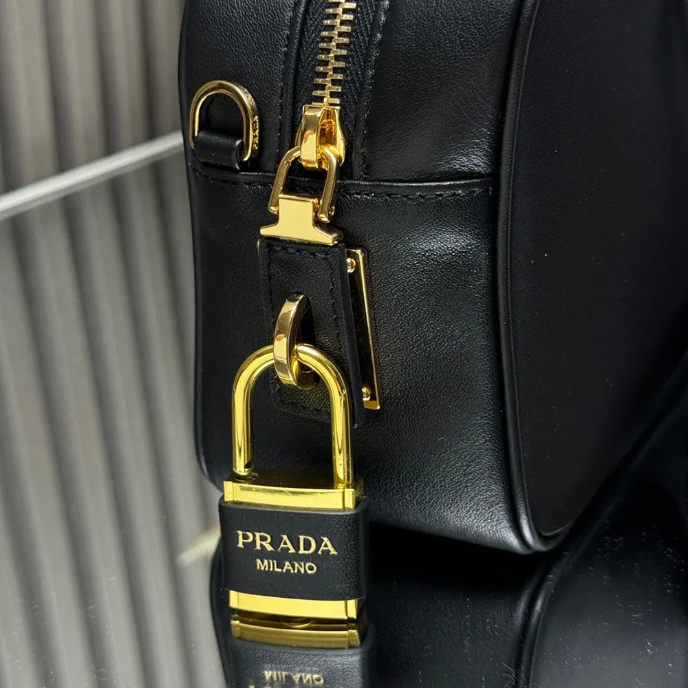 Prada Women Re-Nylon and Leather Small Top-handle Bag with Padlock - image 9