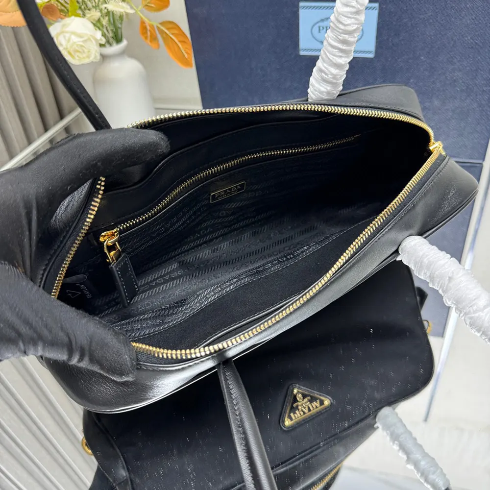 Prada Women Re-Nylon and Leather Small Top-handle Bag with Padlock - image 6