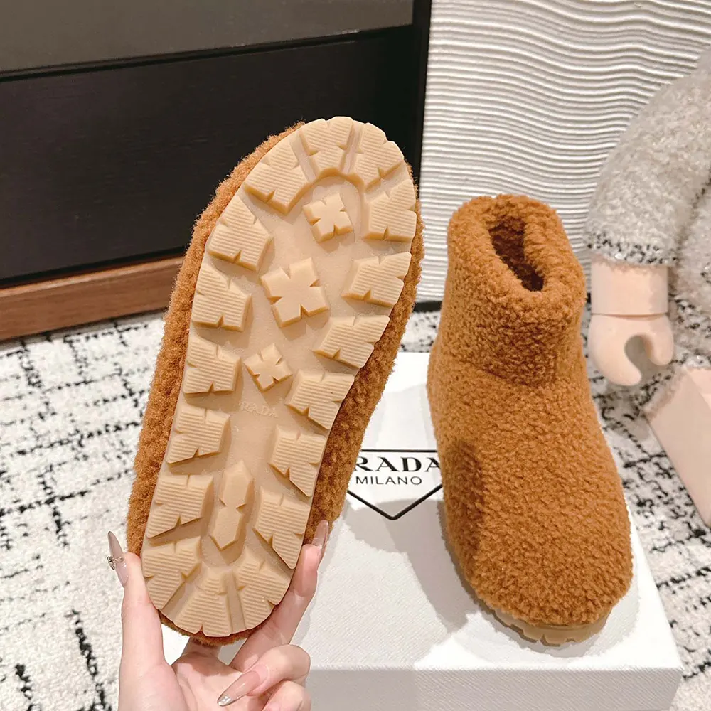Prada Women Shearling Booties-Brown - image 10
