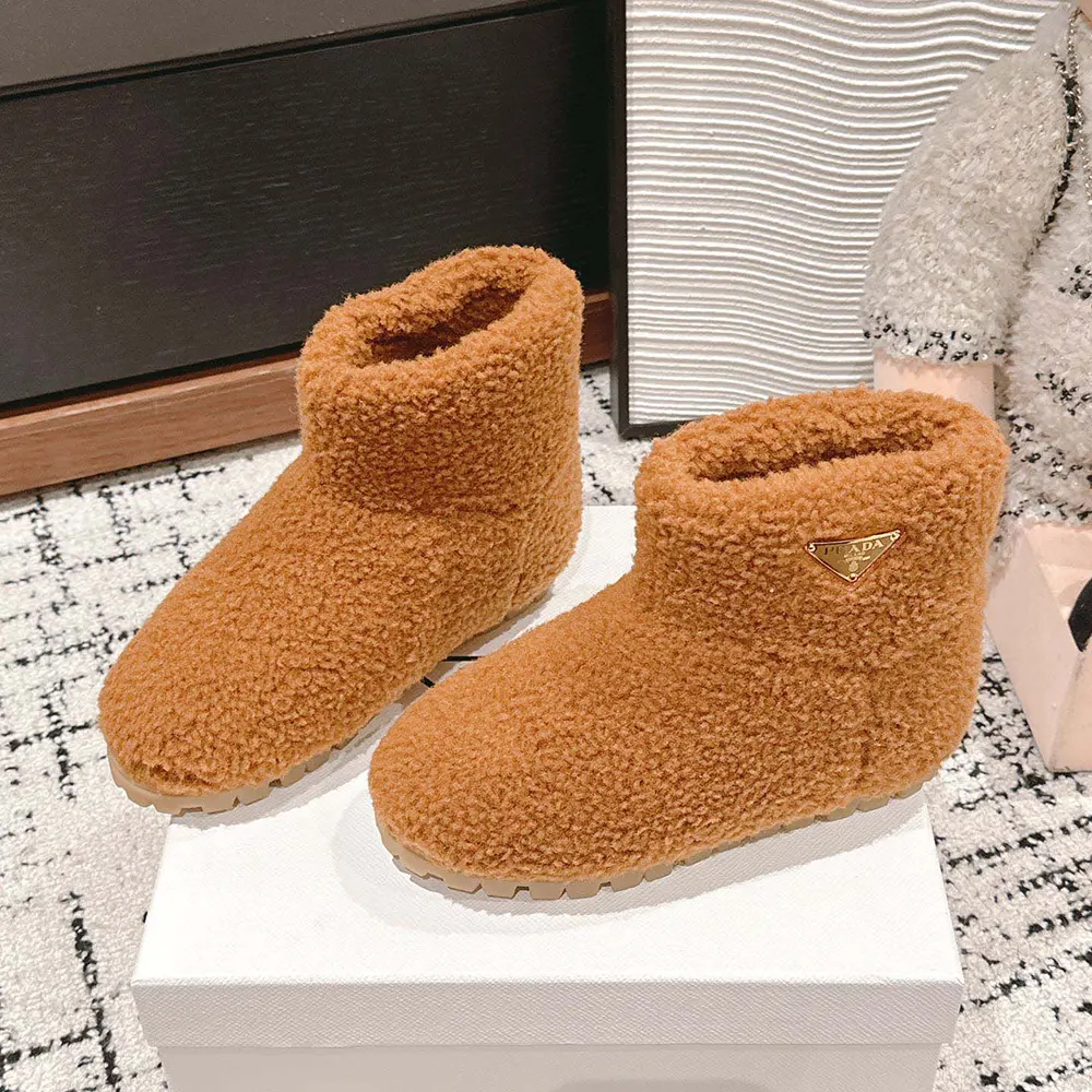 Prada Women Shearling Booties-Brown - image 5