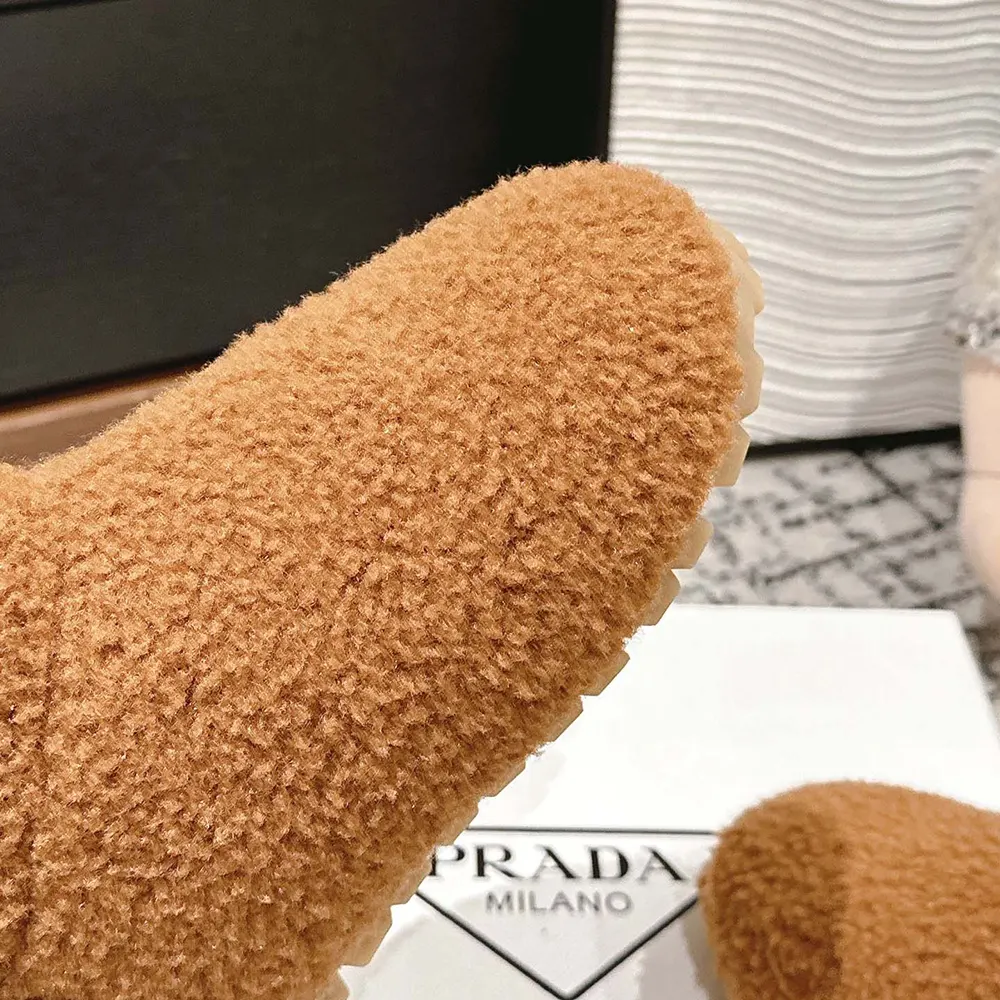 Prada Women Shearling Booties-Brown - image 8