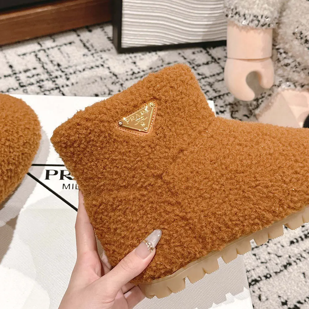 Prada Women Shearling Booties-Brown - image 7