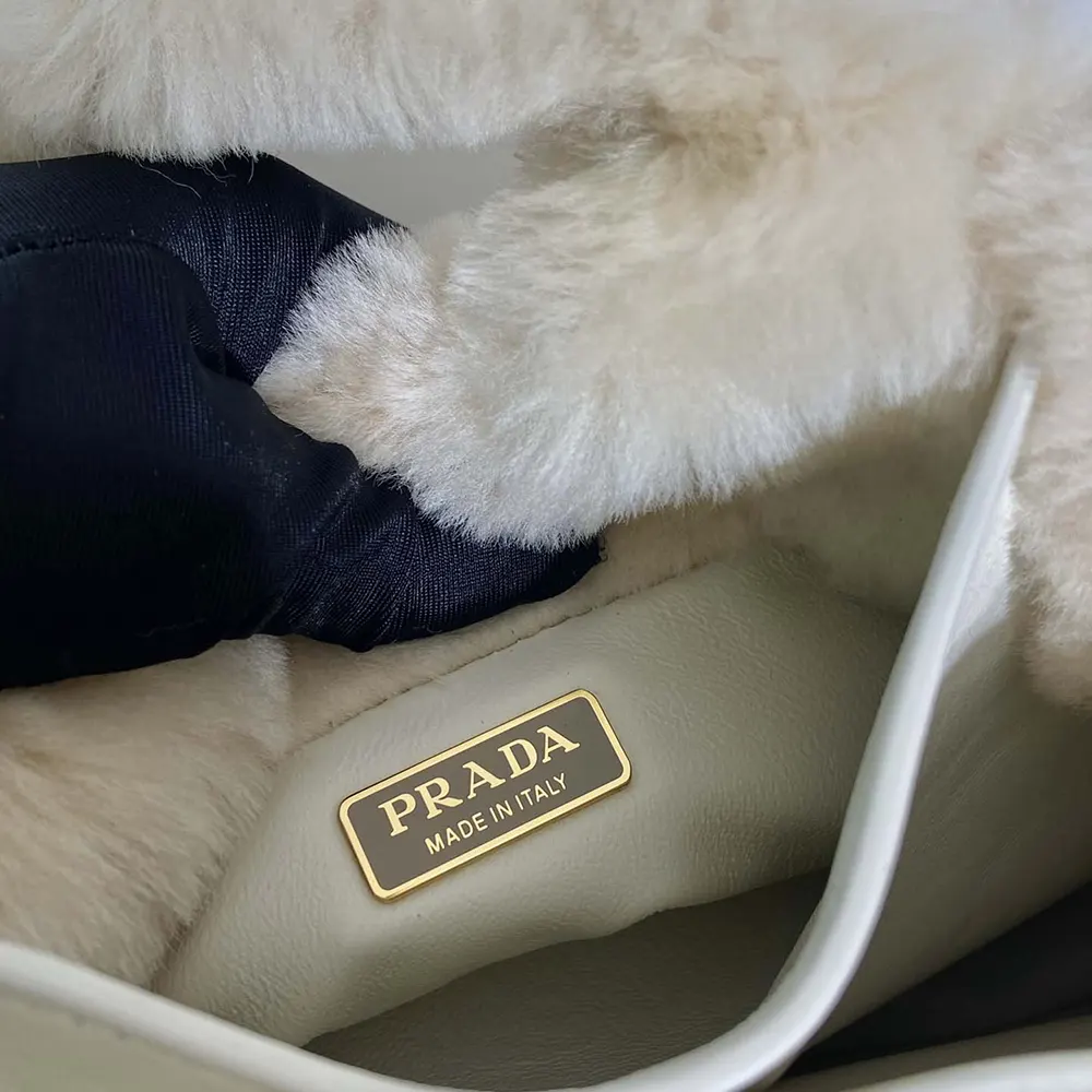 Prada Women Shearling Mini Handbag-Beige - image 10