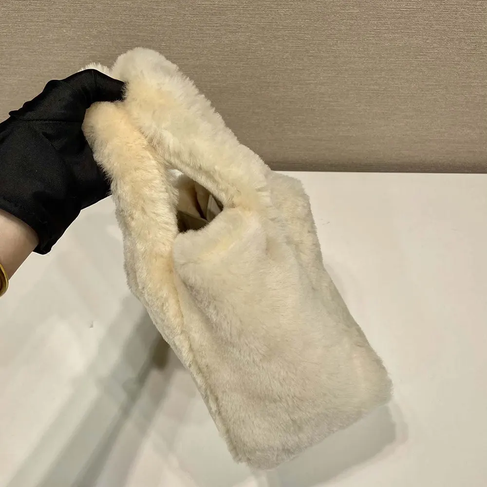 Prada Women Shearling Mini Handbag-Beige - image 6