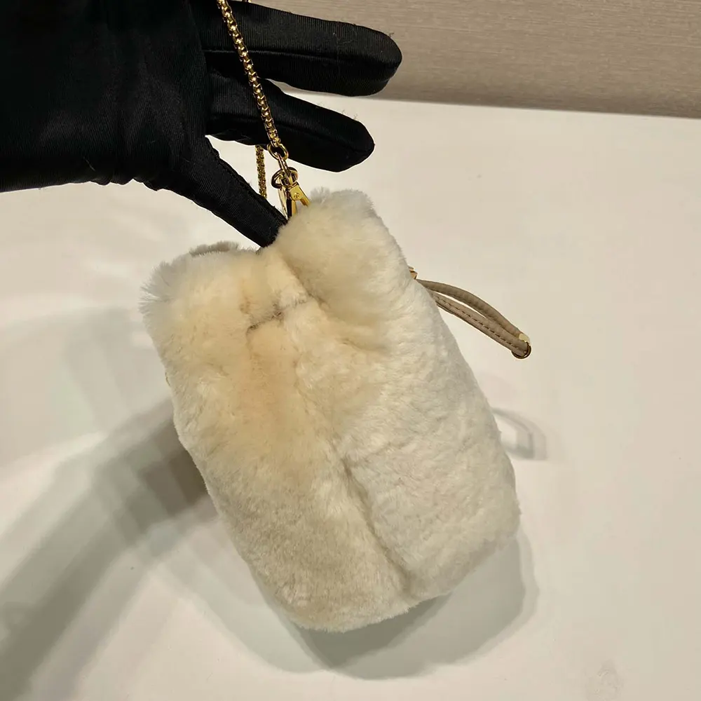 Prada Women Sheepskin Mini Pouch-Beige - image 6