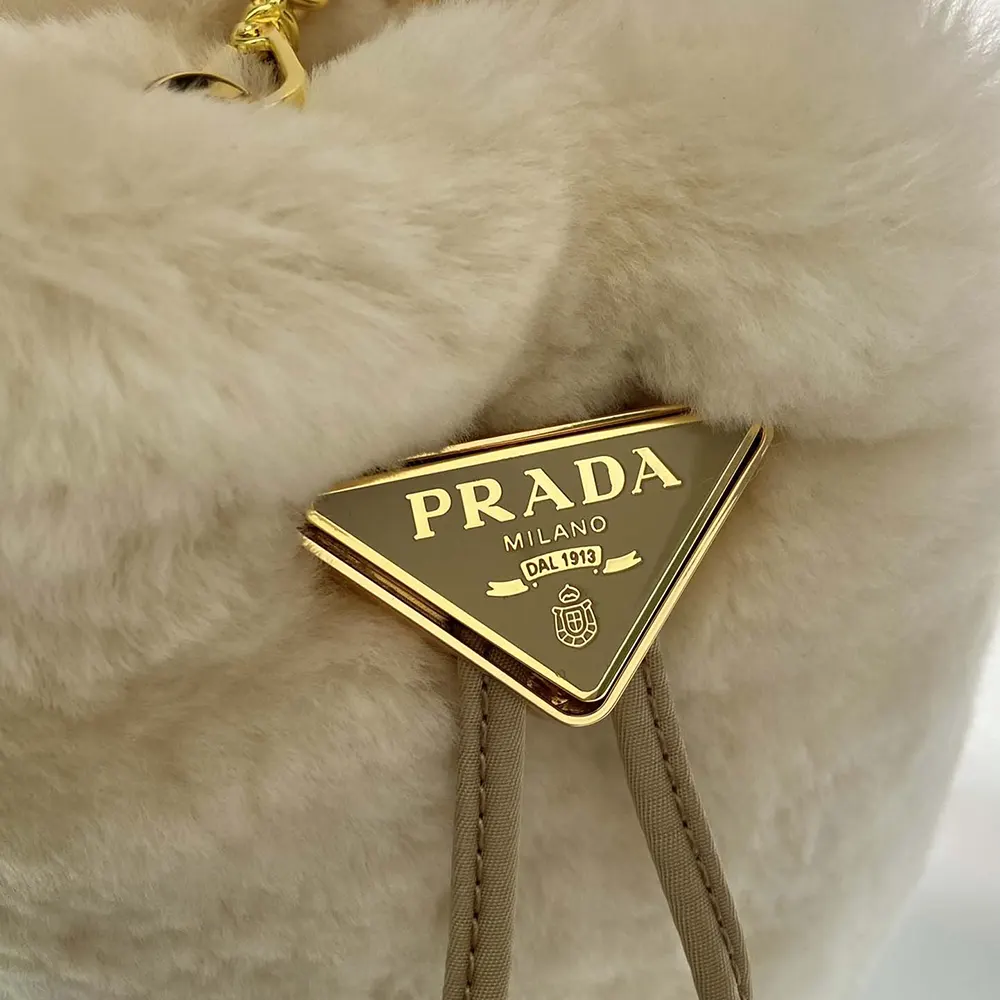 Prada Women Sheepskin Mini Pouch-Beige - image 8