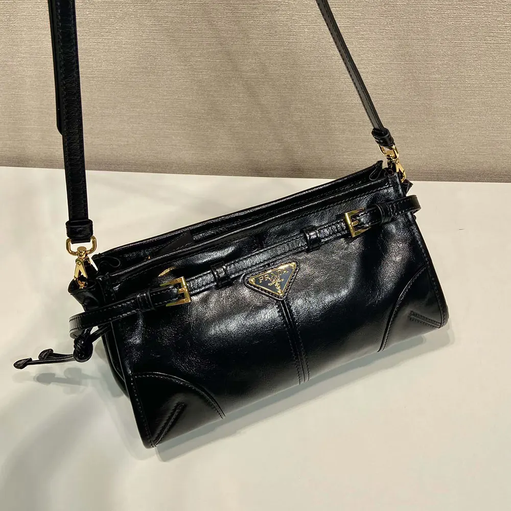 Prada Women Small Leather Shoulder Bag-Black - image 4